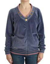 Cavalli Blue velvet zipup sweater -   -  Cavalli.